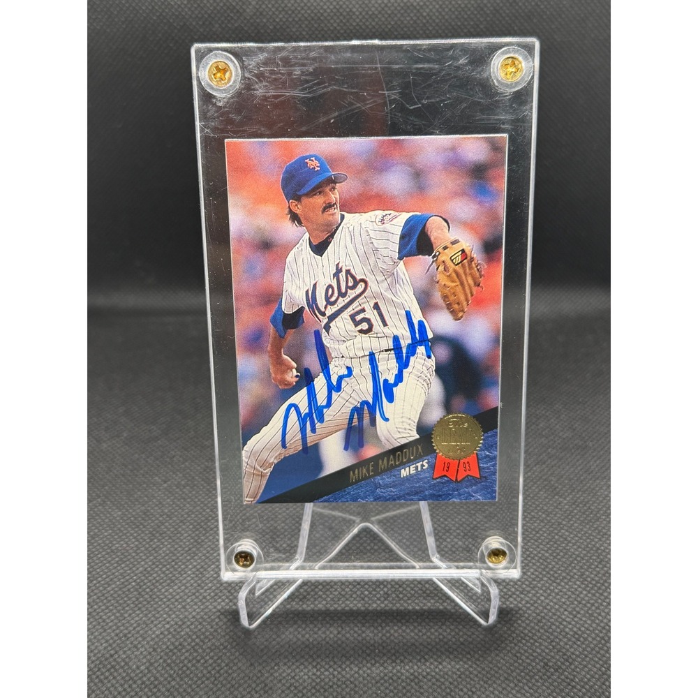 1993 Leaf Series 2 Mike Maddux New York Mets Signed Autograph Card 305 Blue Ink